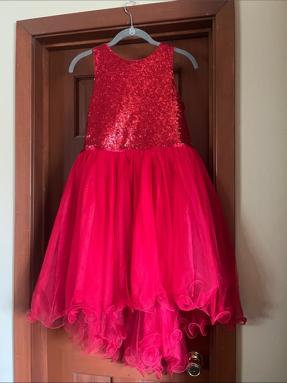 Zunie Red Sequin Tulle Formal Dress